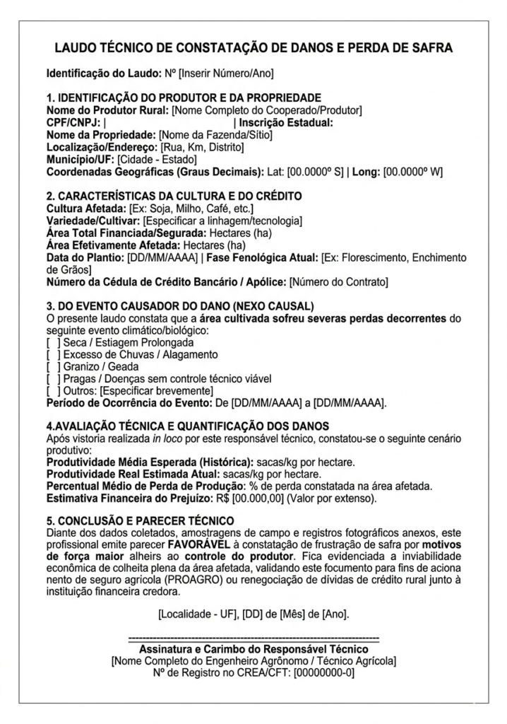 laudo de perda de safra para agricultor rural